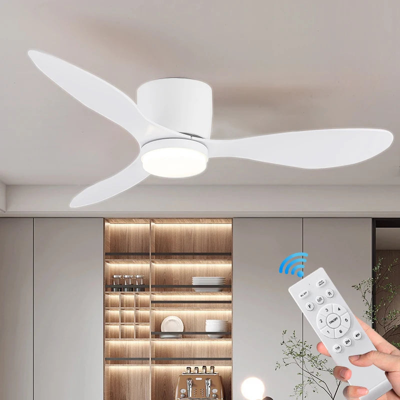 Modern Ceiling Fan with Integrated LED Light and Remote Control