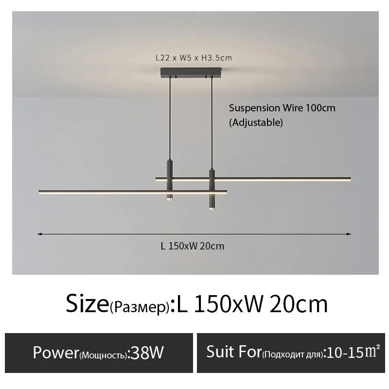 Modern Linear LED Pendant Light for Dining Rooms and Minimalist Bars