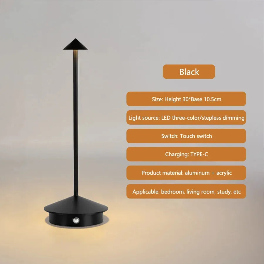 Rechargeable LED Table Lamp for Modern Restaurants and Coffee Shops