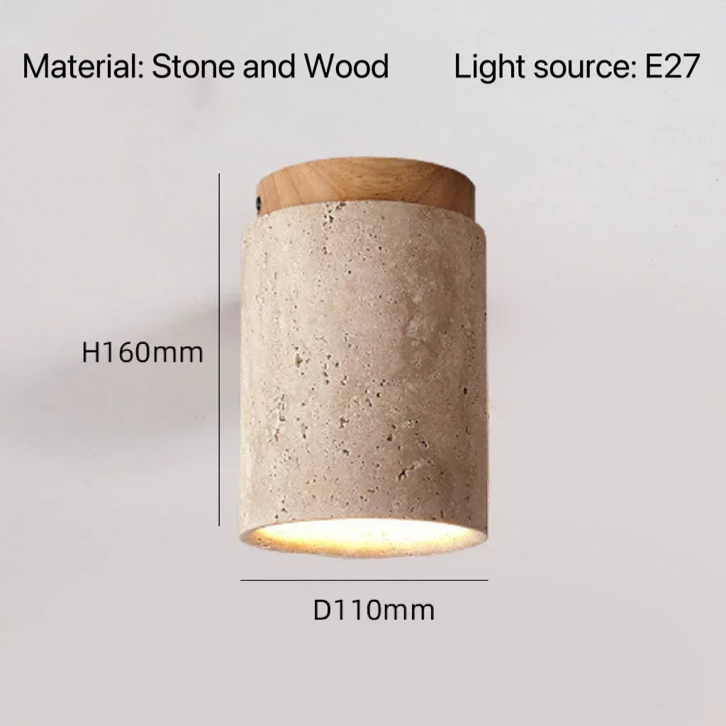 Modern Travertine Stone Flush Mount Ceiling Light for Hallways and Foyers