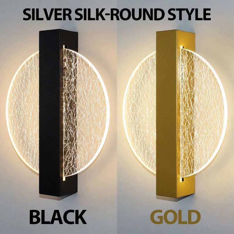 Modern Gold Foil LED Wall Sconce for Bedroom and Living Room