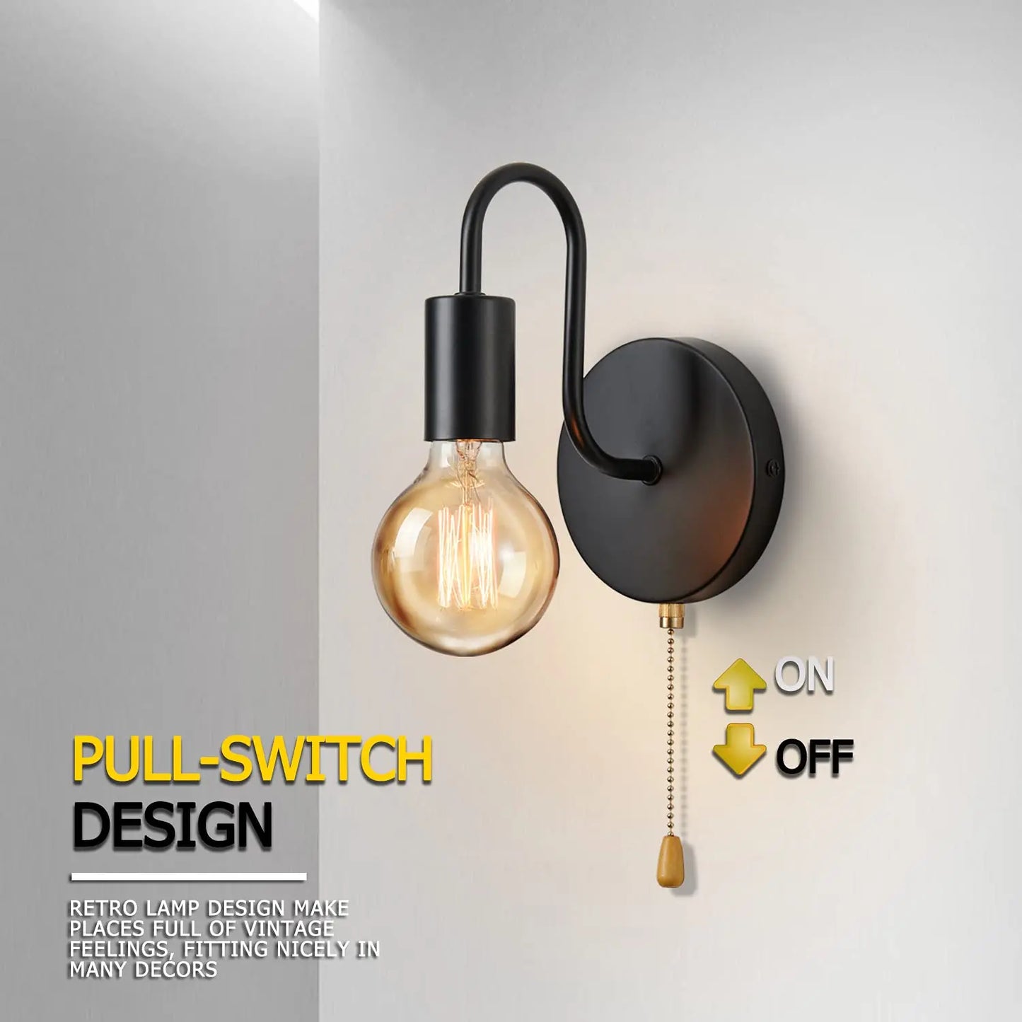 Nordic Industrial Iron Wall Sconce for Bedroom and Bathroom Lighting