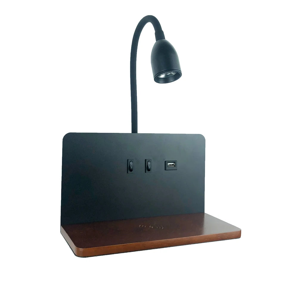 Modern LED Rotatable Wall Lamp with Wireless Charging for Bedside Reading
