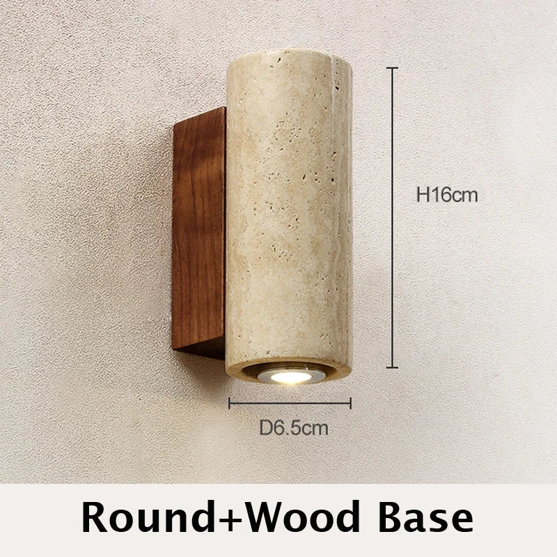 Wabi-Sabi Travertin Wandleuchte für minimalistisches Wohnzimmer und Schlafzimmer