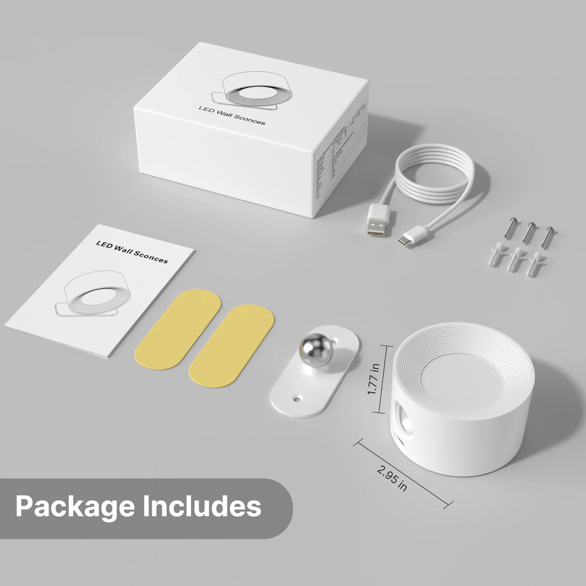 Moderne Drehbare Wiederaufladbare LED Wandleuchte für Schlafzimmer und Homeoffice