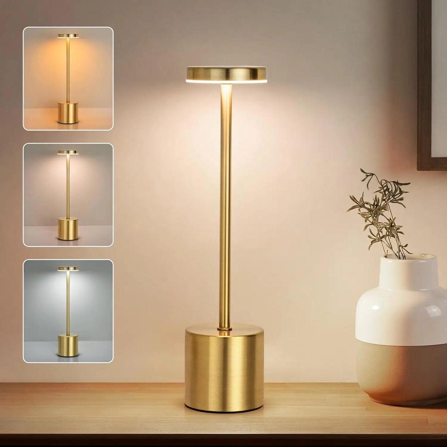 Rechargeable Metal Touch Table Lamp for Modern Cafe and Home Ambience