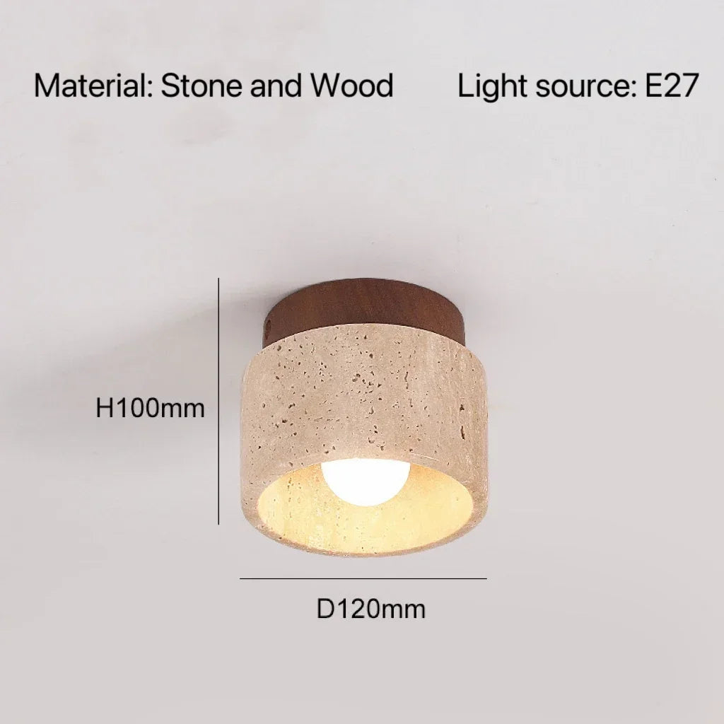 Modern Travertine Stone Flush Mount Ceiling Light for Hallways and Foyers