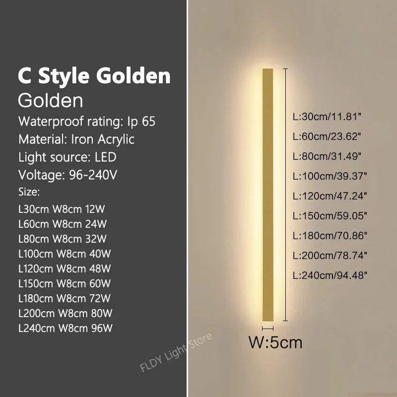 Minimalist Long Strip LED Wall Light for Modern Outdoor Spaces