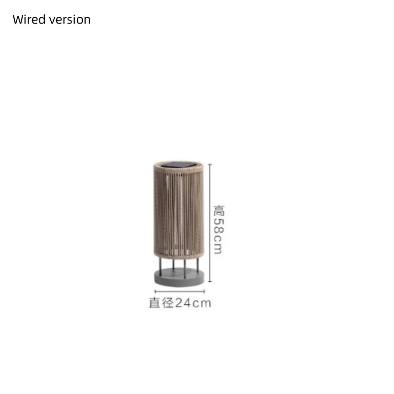 Nordic Rattan Solar Standing Lamp for Garden Balcony and Courtyard Decor