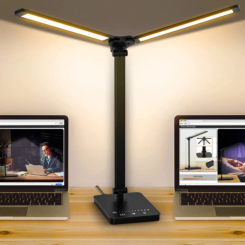 Modern Dual Arm LED Desk Lamp for Professional Home Offices