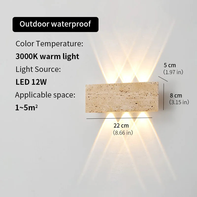 Wabi-Sabi Stone Outdoor Wall Sconce for Garden and Patio Lighting