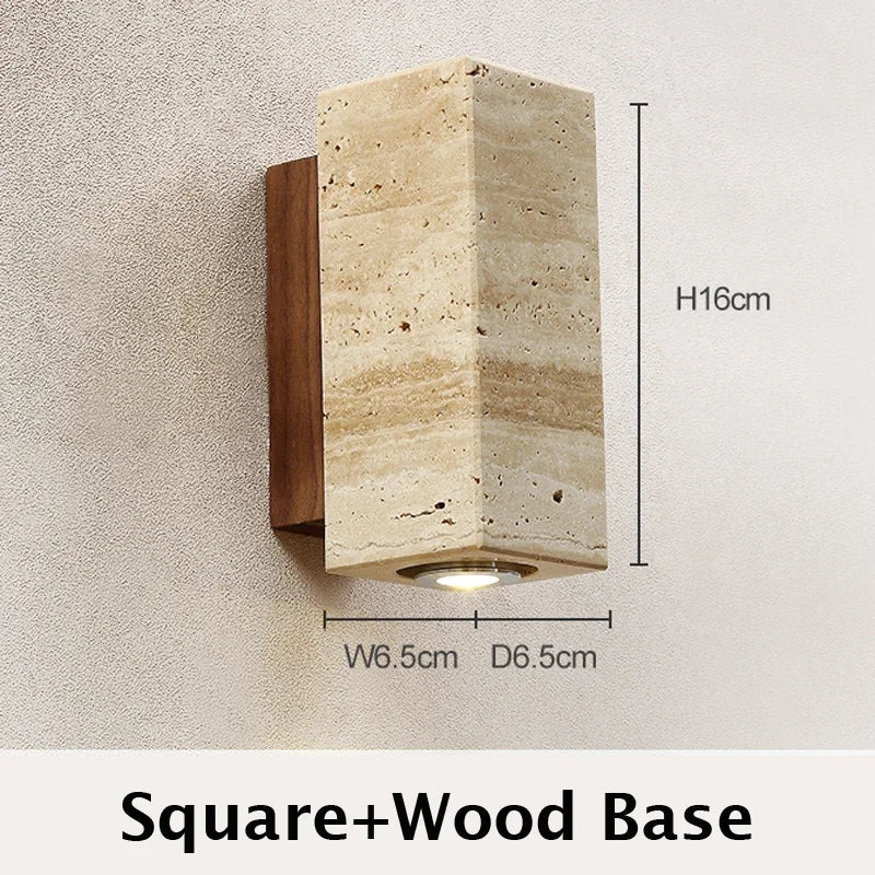 Wabi Sabi Travertine Wall Sconce for Minimalist Living Rooms and Bedrooms