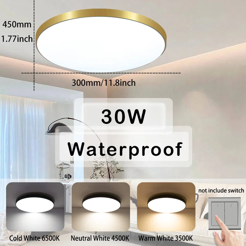 Modern Waterproof LED Ceiling Light for Bathrooms Kitchens and Hallways
