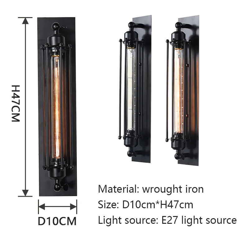 Industrial Iron Wall Light for Vintage Loft and Restaurant Decor