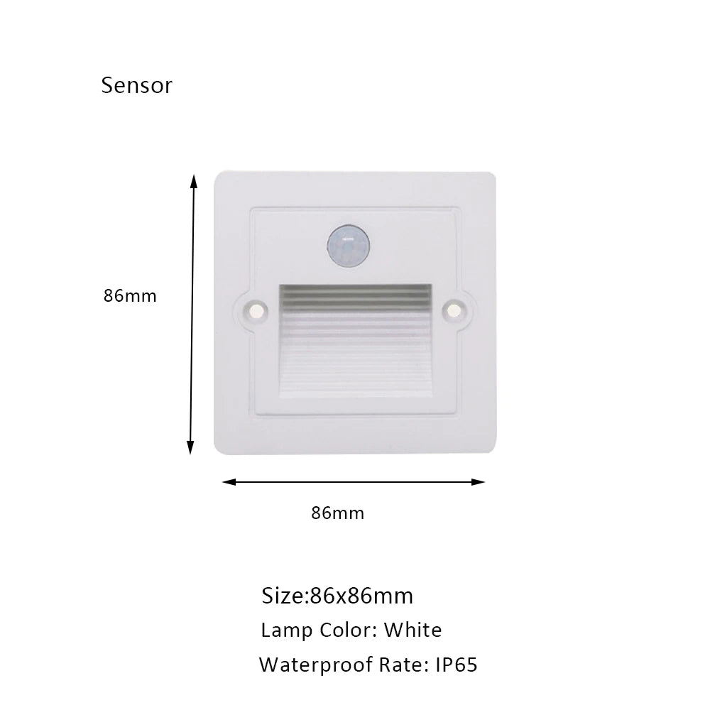 Modern Recessed LED Stair Light with Motion Sensor for Indoor and Outdoor Steps