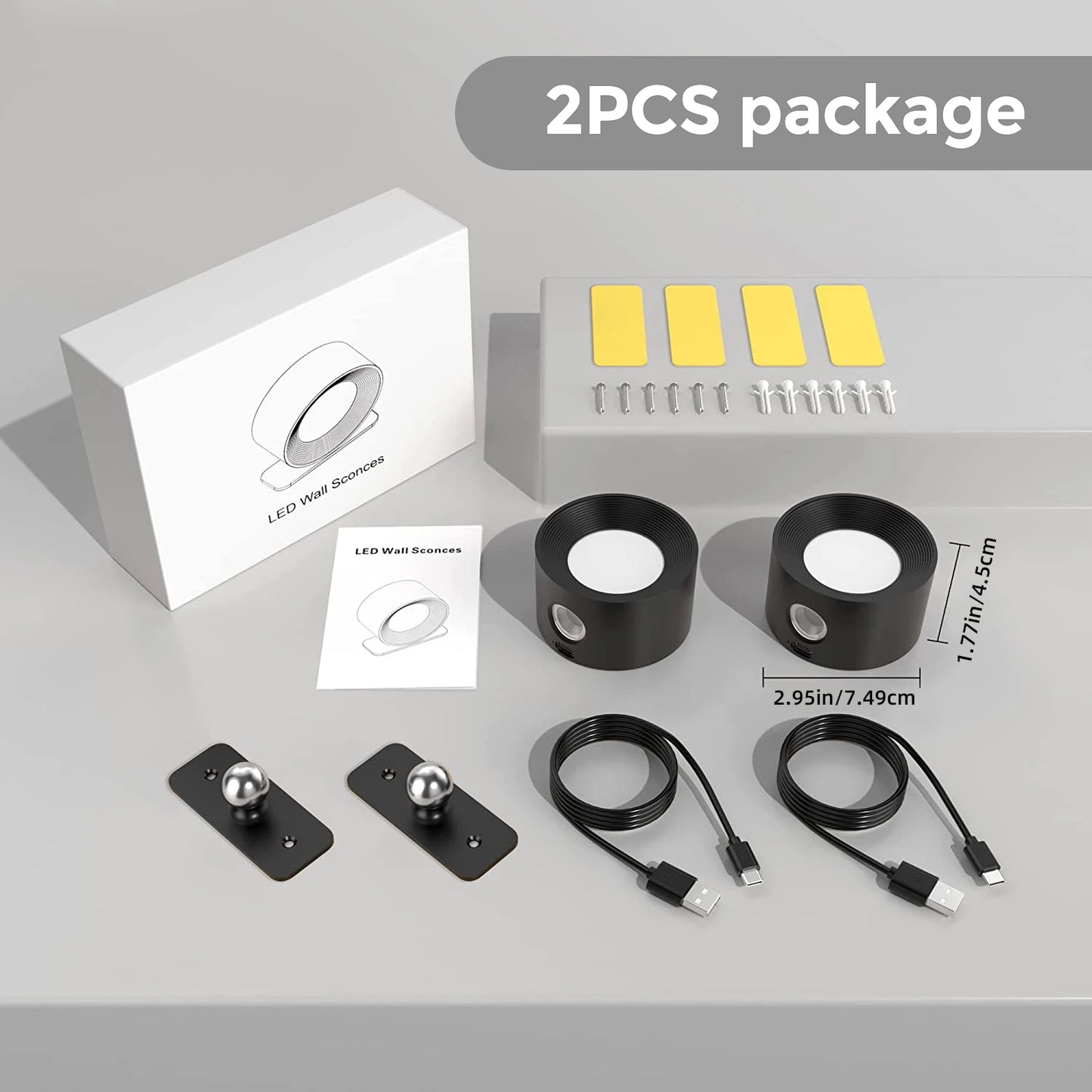 Modern Rotating Rechargeable LED Wall Lamp for Bedroom and Home Office