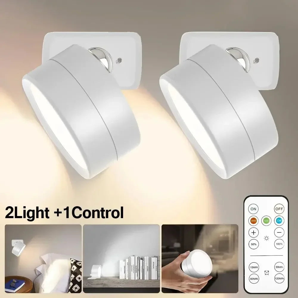 Magnetic LED Wall Sconce with Remote for Modern Bedroom Lighting