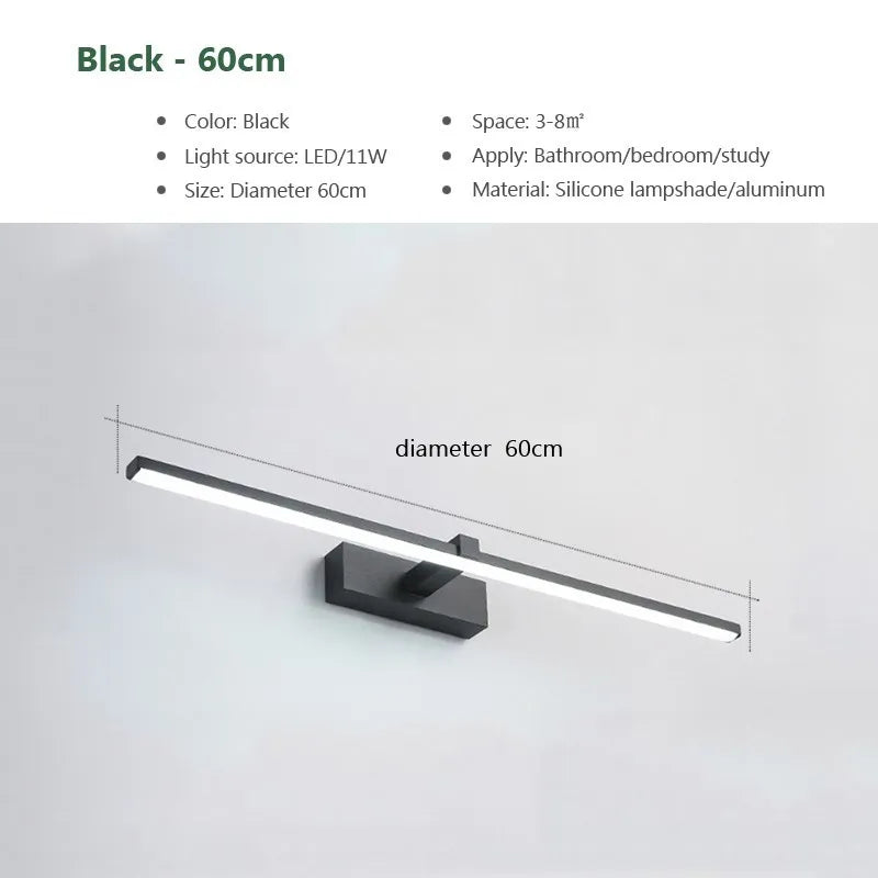 Modern Waterproof LED Vanity Wall Light for Bathroom and Makeup Areas