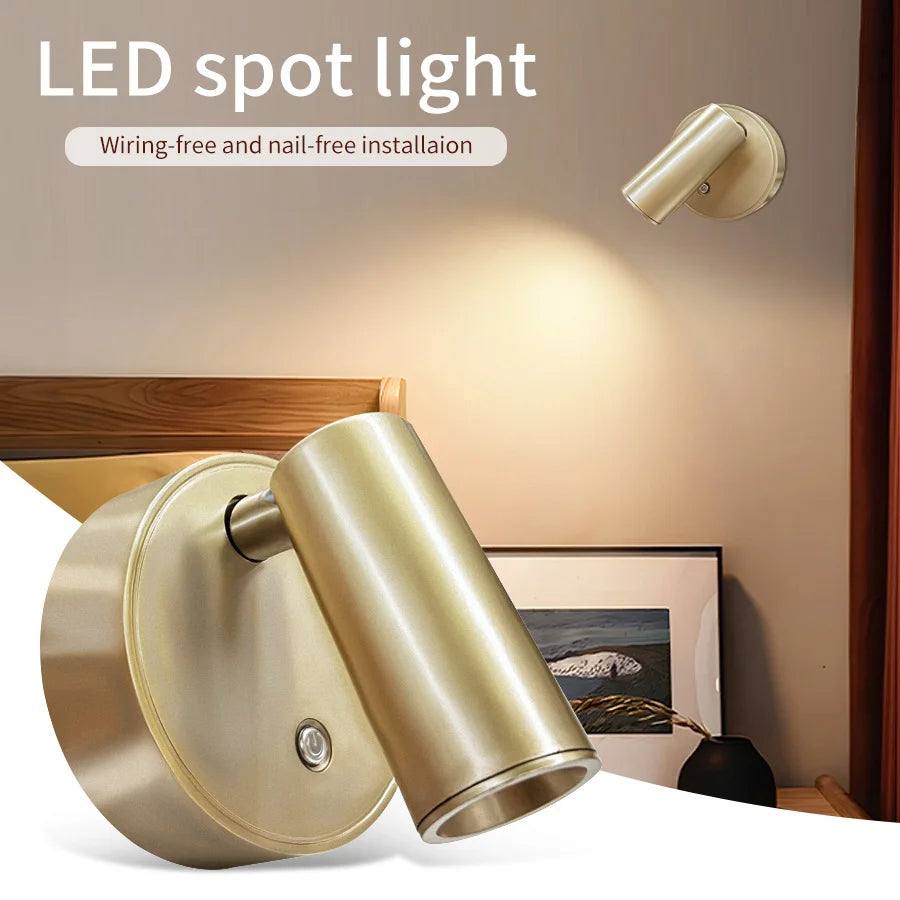Magnetic LED Wall Spotlight with Touch Dimmer for Bedroom and Office