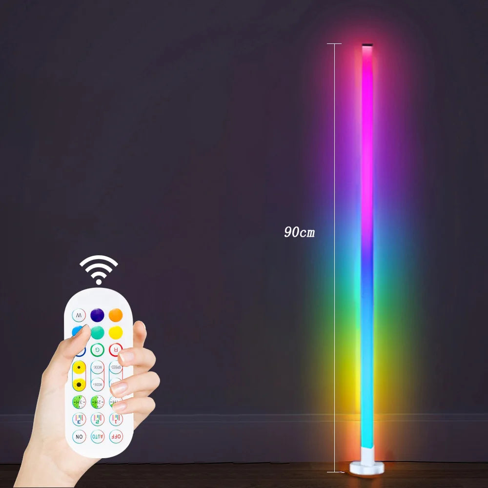 Modern RGB LED Corner Floor Lamp with Music Sync for Living Rooms