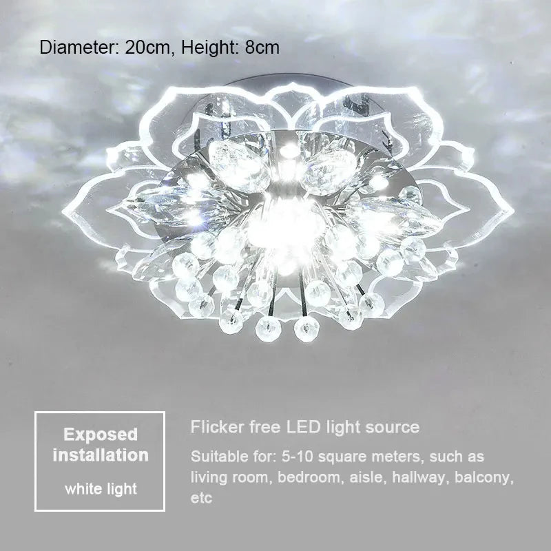 Floral Crystal LED Flush Mount Ceiling Light for Hallways and Living Rooms