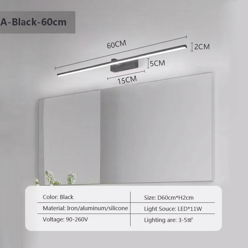 Modern LED Wall Strip Light for Bathroom Mirrors and Vanity Spaces