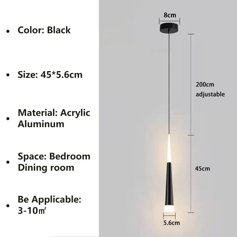 Nordic Minimalist LED Pendant Light for Modern Dining Rooms and Bedside Spaces