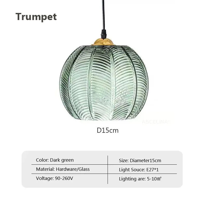 Nordic Glass Pendant Light with Leaf Pattern for Dining Rooms and Hotels