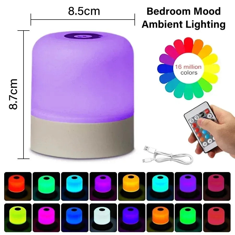 Dimmable RGB Touch Table Lamp with Remote for Bedrooms and Hotels