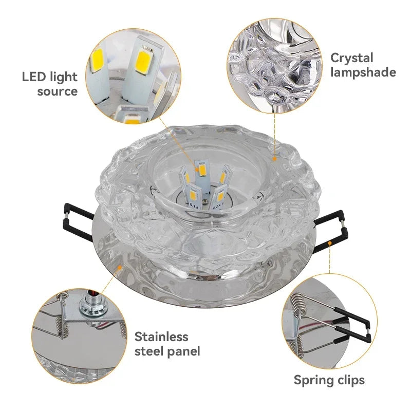 Modern Crystal LED Flush Mount Ceiling Light for Living Rooms and Hallways