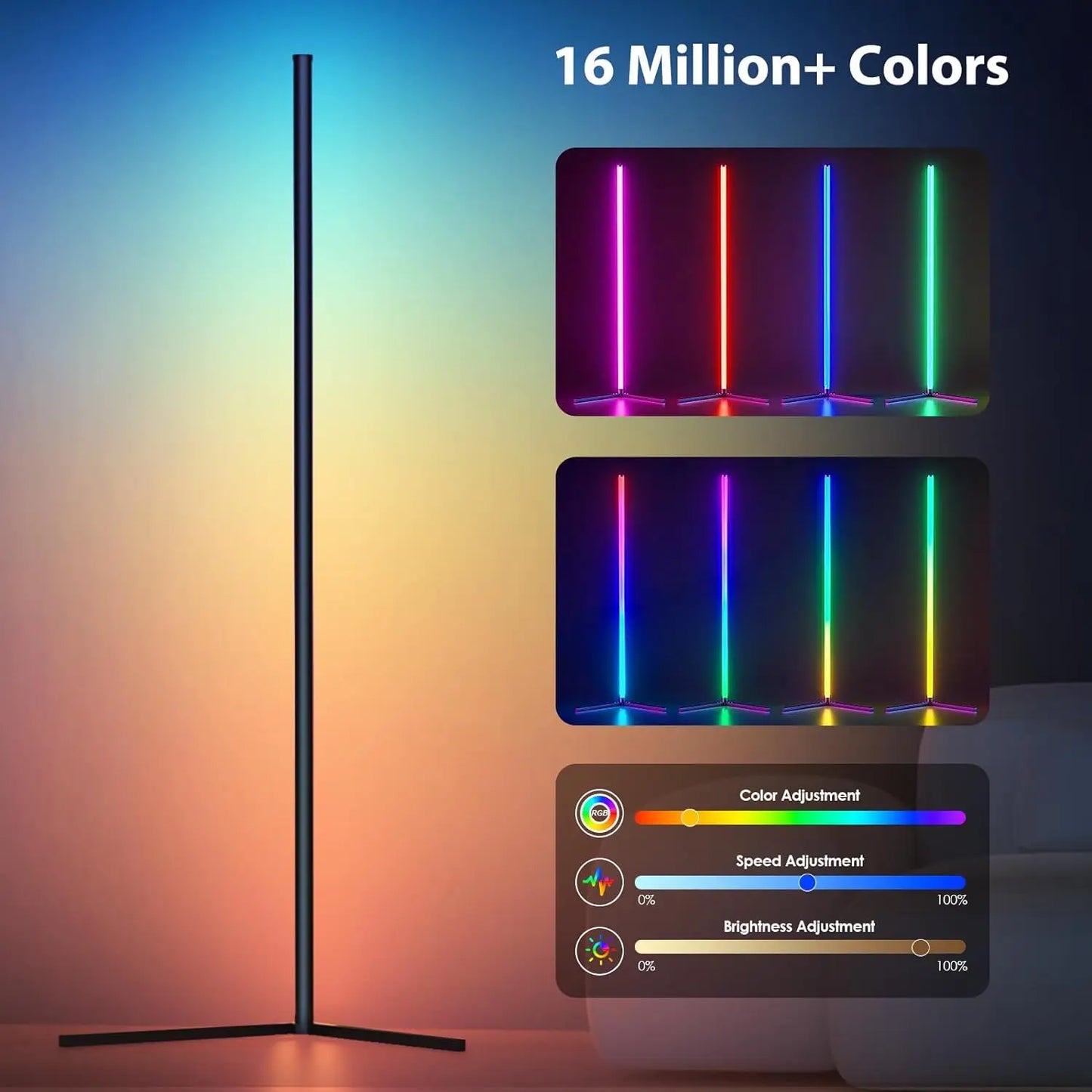 Modern LED Floor Lamp with Music Sync for Living Room Ambiance