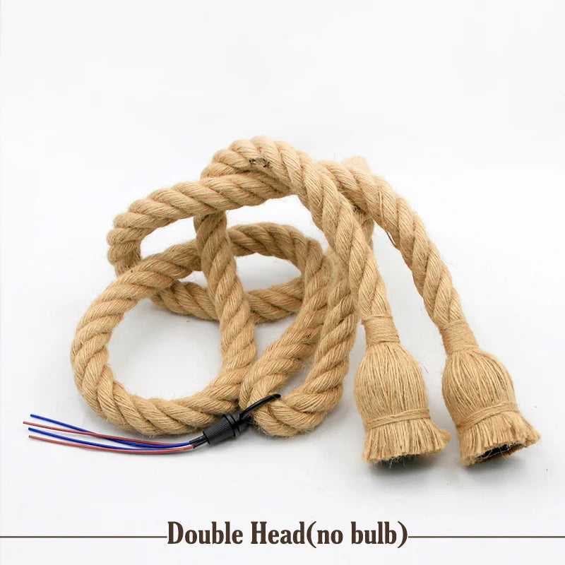 Vintage Hemp Rope Pendant Light for Industrial Cafe and Home Decor