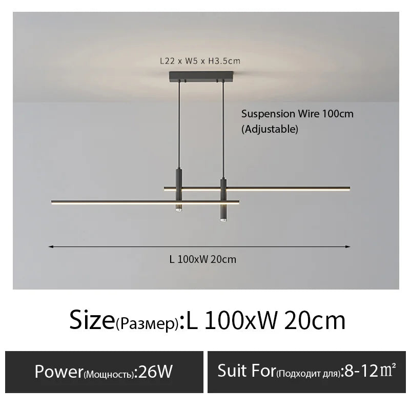 Modern Linear LED Pendant Light for Dining Rooms and Minimalist Bars