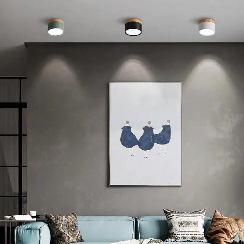 Modern Nordic Wood LED Surface Mounted Spotlight for Minimalist Interiors