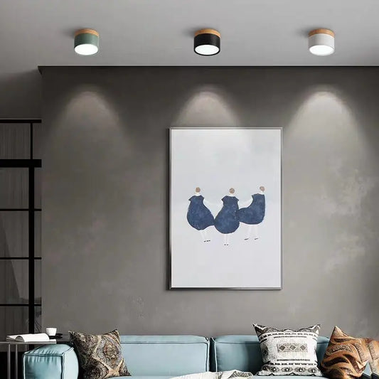 Modern Nordic Wood LED Surface Mounted Spotlight for Minimalist Interiors