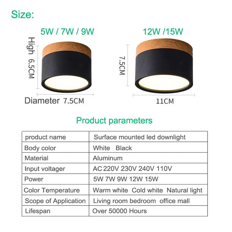 Modern Surface Mounted LED Downlight for Nordic Living Rooms and Foyers