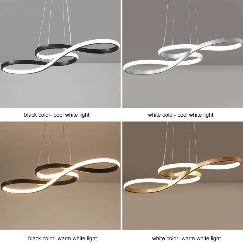 Modern LED Kitchen Island Pendant Light with Remote Dimmable Dining Lighting