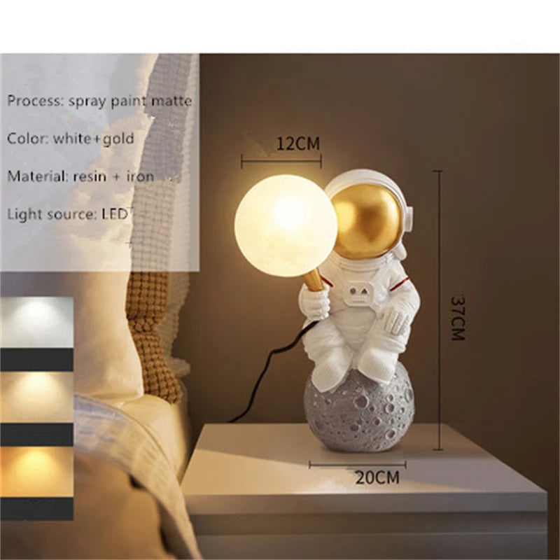 Astronaut Moon LED Wall Light for Childrens Bedroom and Playroom