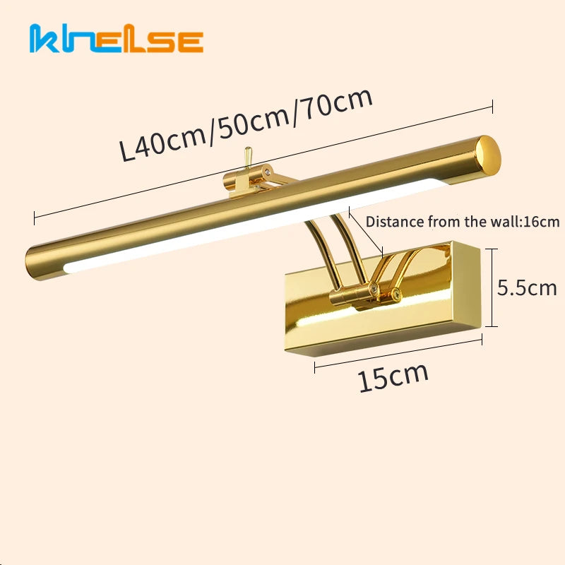 Modern Stainless Steel LED Vanity Light for Bathroom Mirror Lighting