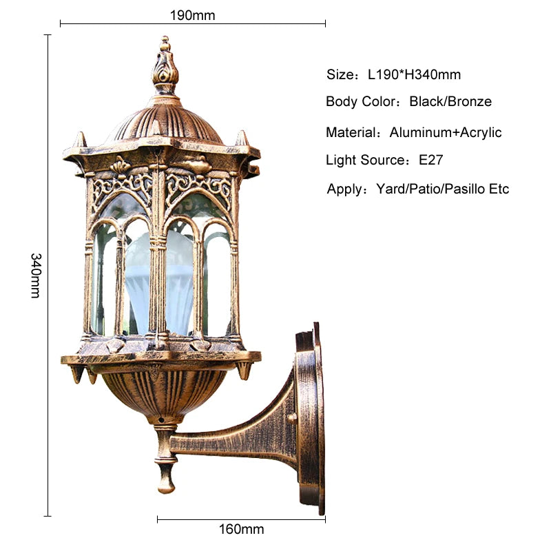 Vintage Industrial Outdoor Wall Sconce for Garden Patio and Residential Entrances