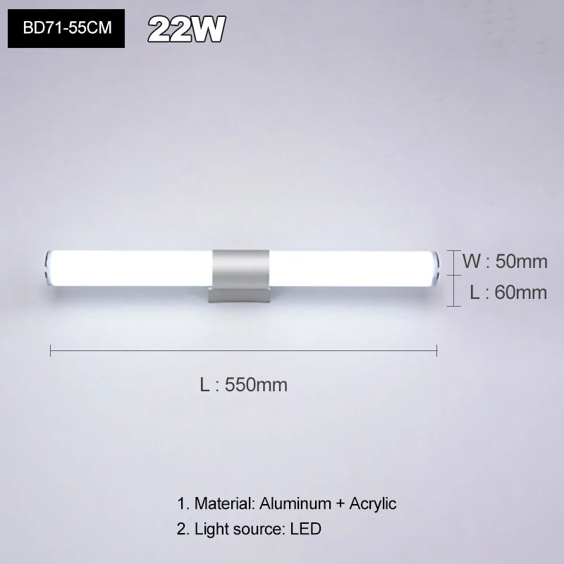 Modern LED Bathroom Vanity Mirror Wall Sconce for Fog-Free Lighting