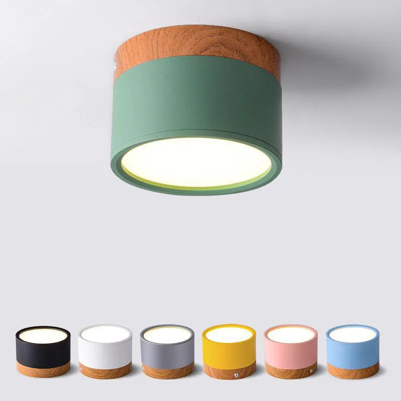 Modern Nordic Wood LED Surface Mounted Spotlight for Minimalist Interiors