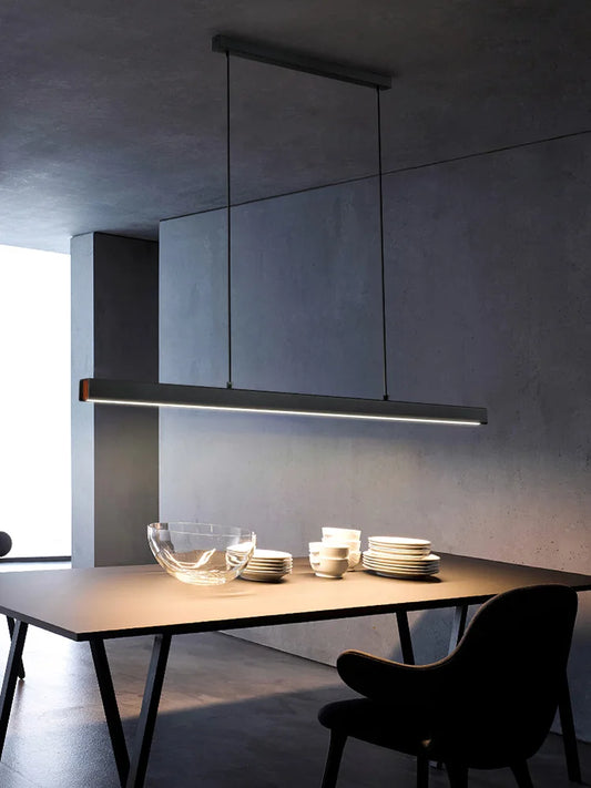 Modern Nordic LED Linear Chandelier for Dining Rooms and Office Spaces
