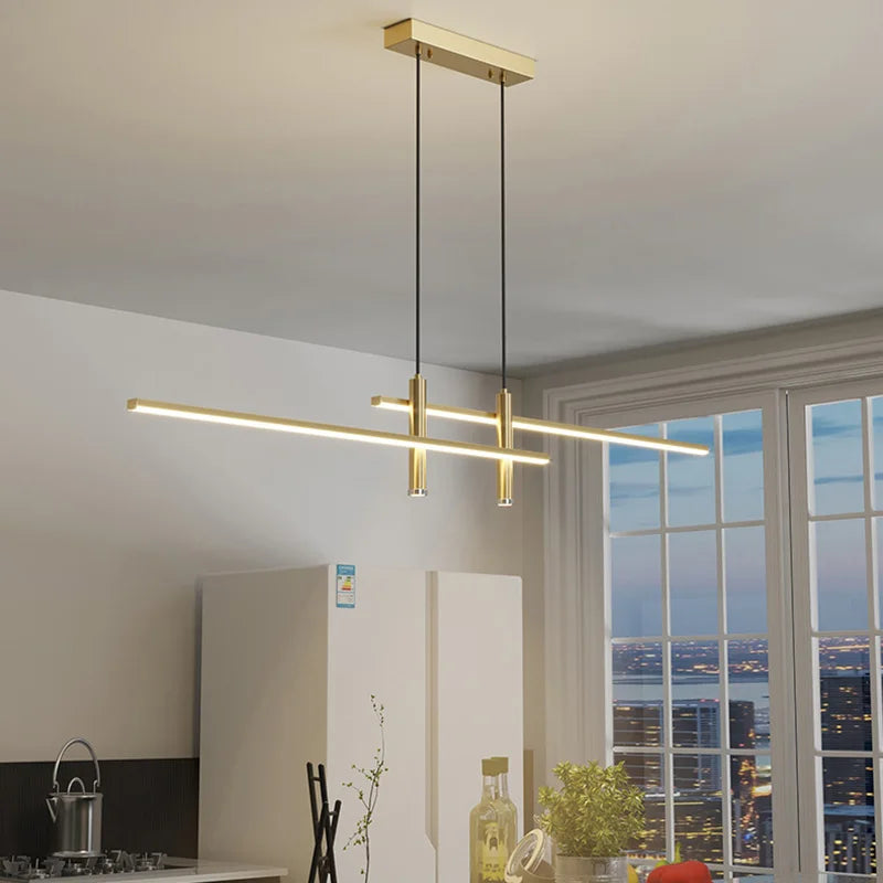 Modern Linear LED Pendant Light for Dining Rooms and Minimalist Bars