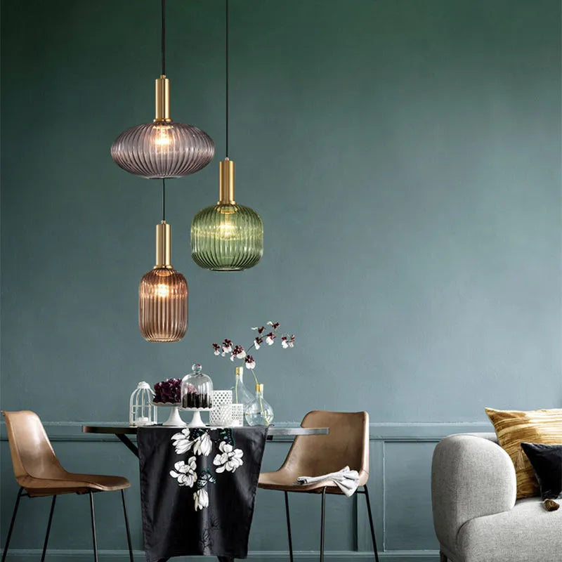 Colorful Retro Glass Pendant Light for Modern Dining and Cafe Spaces