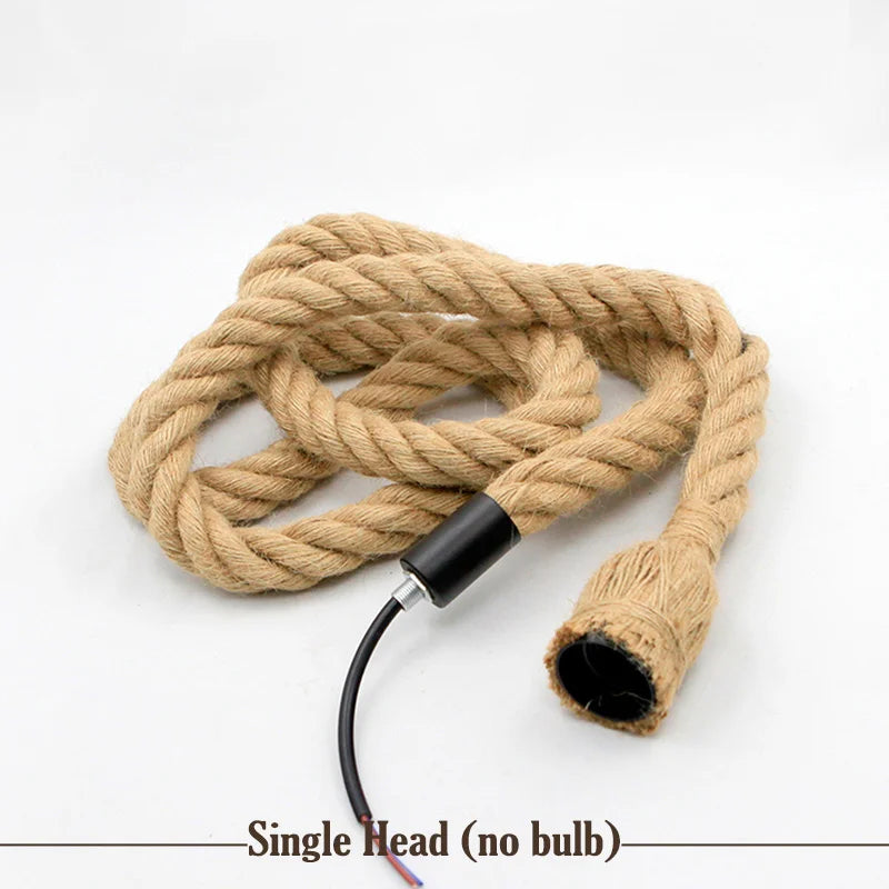 Vintage Hemp Rope Pendant Light for Industrial Cafe and Home Decor