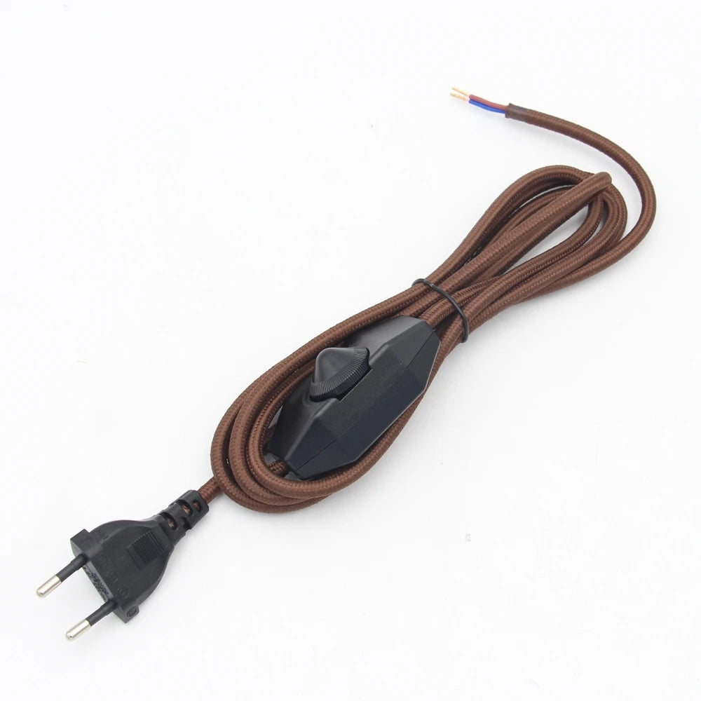 Dimmable Fabric Braided Power Cord for Vintage Lamps and Lighting Fixtures