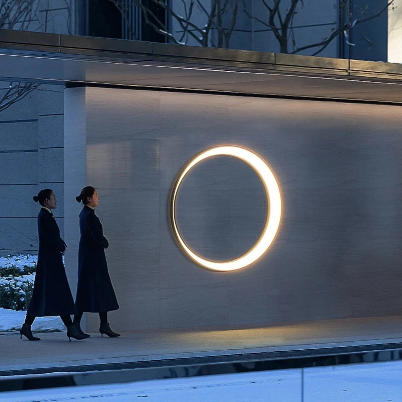 Modern Circular Outdoor Wall Light for Patios and Contemporary Porch Decor