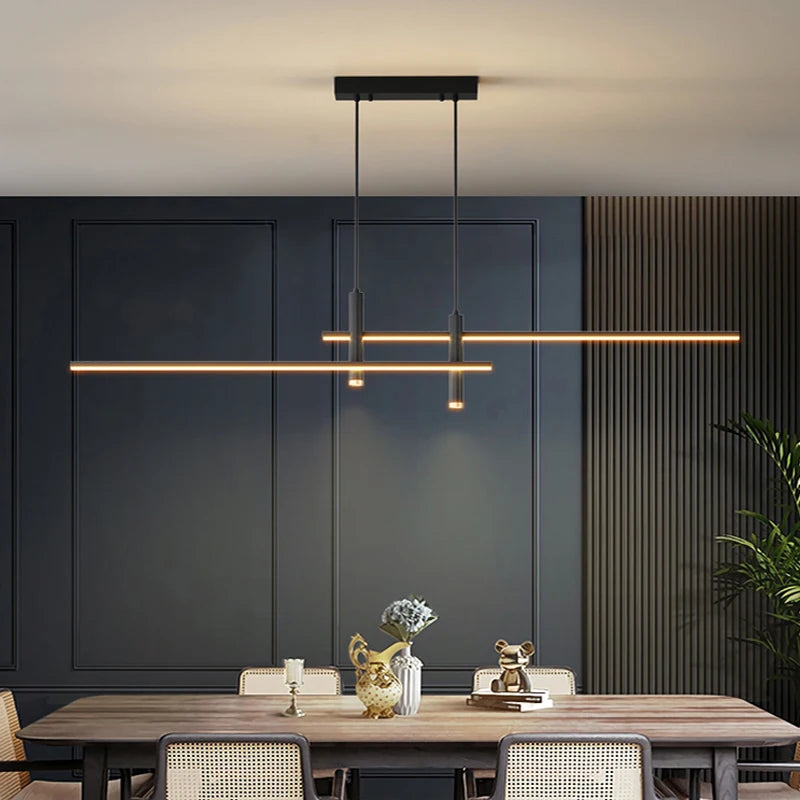 Modern Linear LED Pendant Light for Dining Rooms and Minimalist Bars