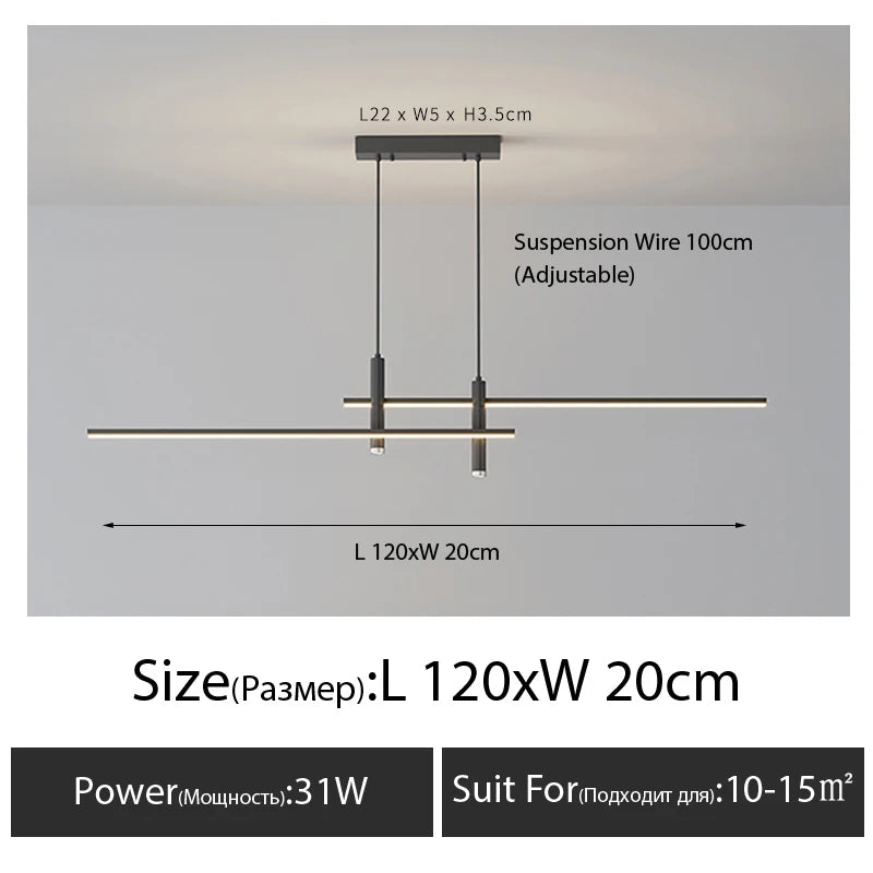Modern Linear LED Pendant Light for Dining Rooms and Minimalist Bars